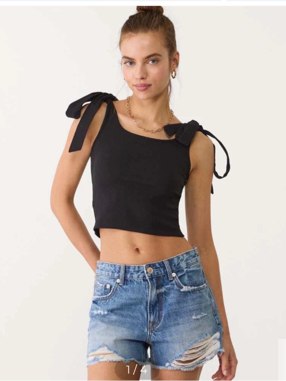 Black Tie-Shoulder Tank Top - Women